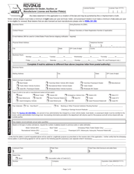 Document preview: Form 4682 Application for Dealer, Auction, or Manufacturer License and Number Plate(S) - Missouri