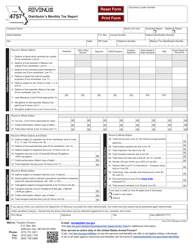 Form 4757 Distributor&#039;s Monthly Tax Report - Missouri
