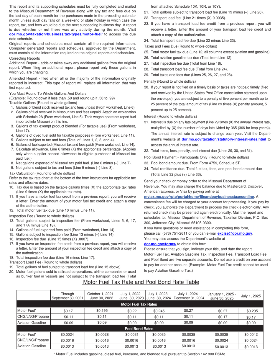 Form 4757 Distributors Monthly Tax Report - Missouri, Page 3