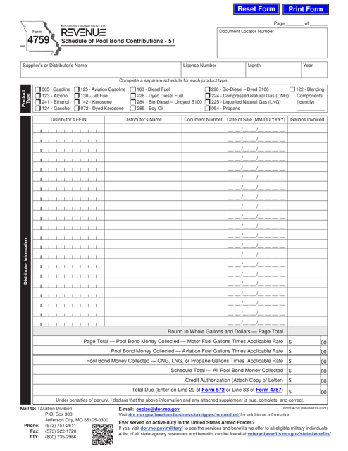 Form 4759  Printable Pdf