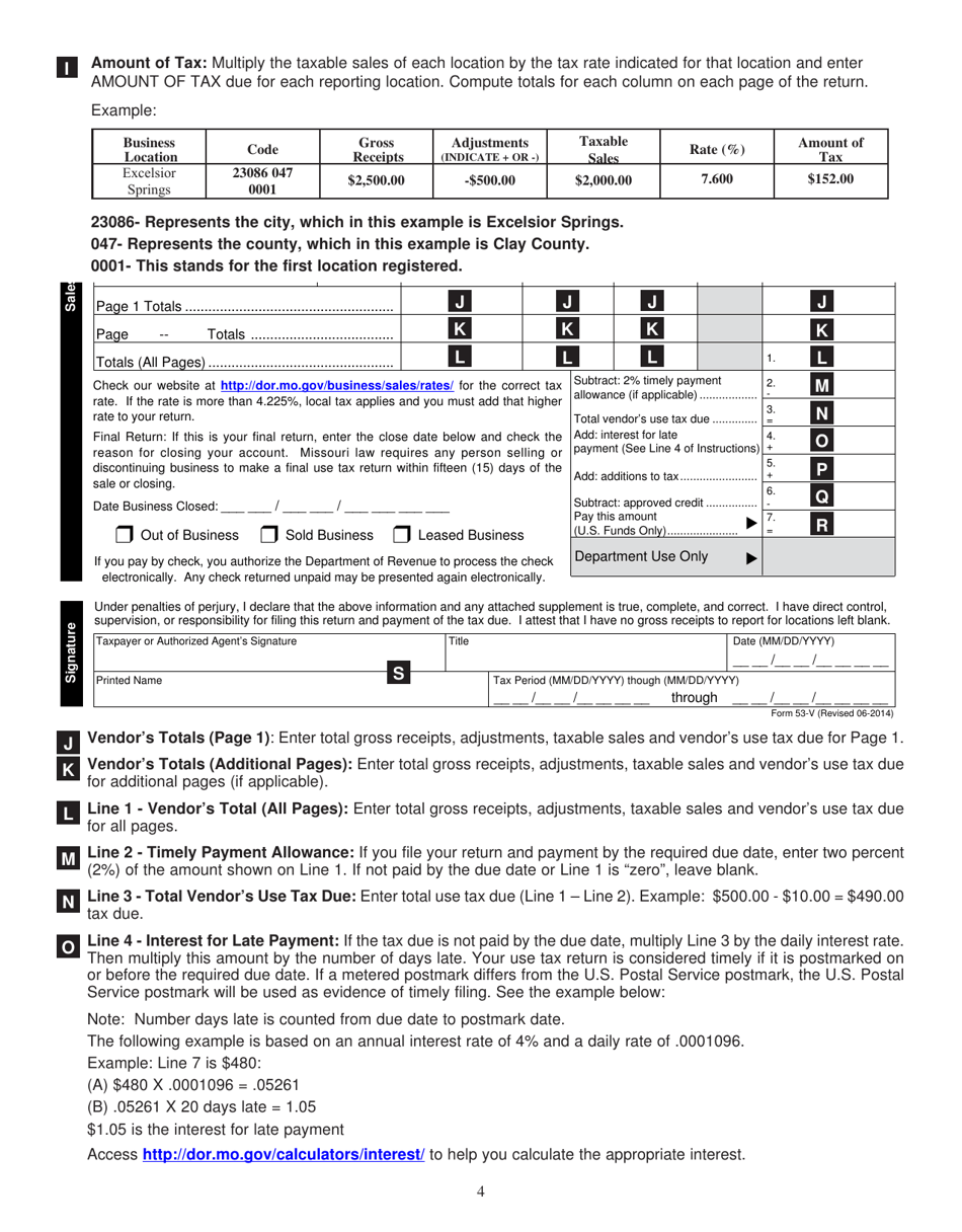 Instructions for Form 53-V, 53-C - Missouri, Page 6