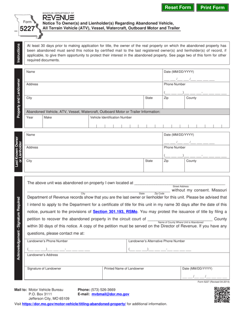 Form 5227  Printable Pdf
