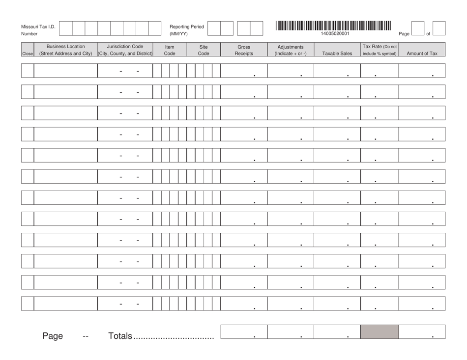 Form 53-V Vendors Use Tax Return - Missouri, Page 2