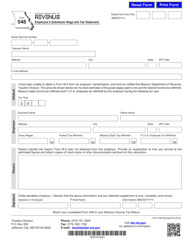 Form 548 Employee's Substitute Wage and Tax Statement - Missouri
