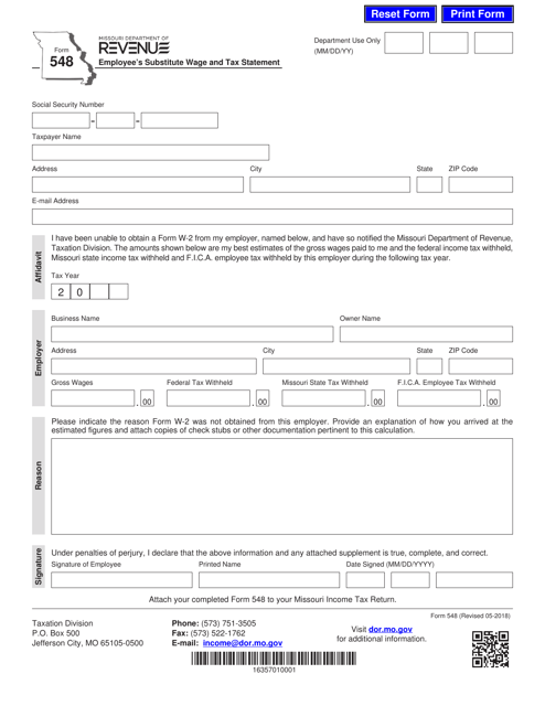 Form 548  Printable Pdf