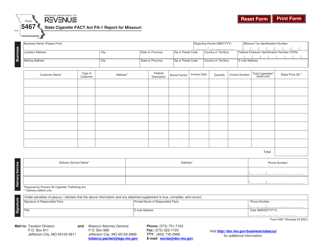 Document preview: Form 5467 State Cigarette Pact Act Pa-1 Report for Missouri - Missouri