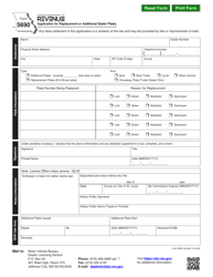 Document preview: Form 5690 Application for Replacement or Additional Dealer Plates - Missouri