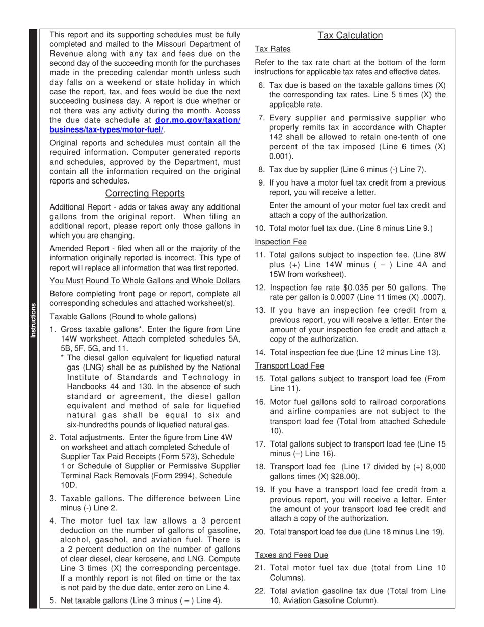 Form 572 Supplier and Permissive Suppliers Monthly Tax Report - Missouri, Page 3