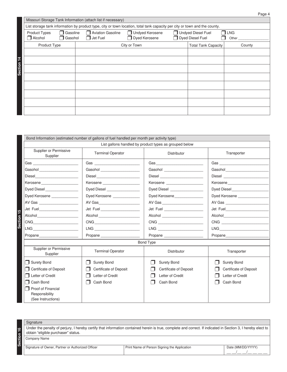 Form 795 Missouri Motor Fuel Tax License Application - Missouri, Page 6