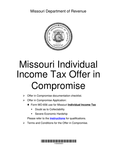 Form MO-656 Offer in Compromise Application for Individual Income Tax - Missouri
