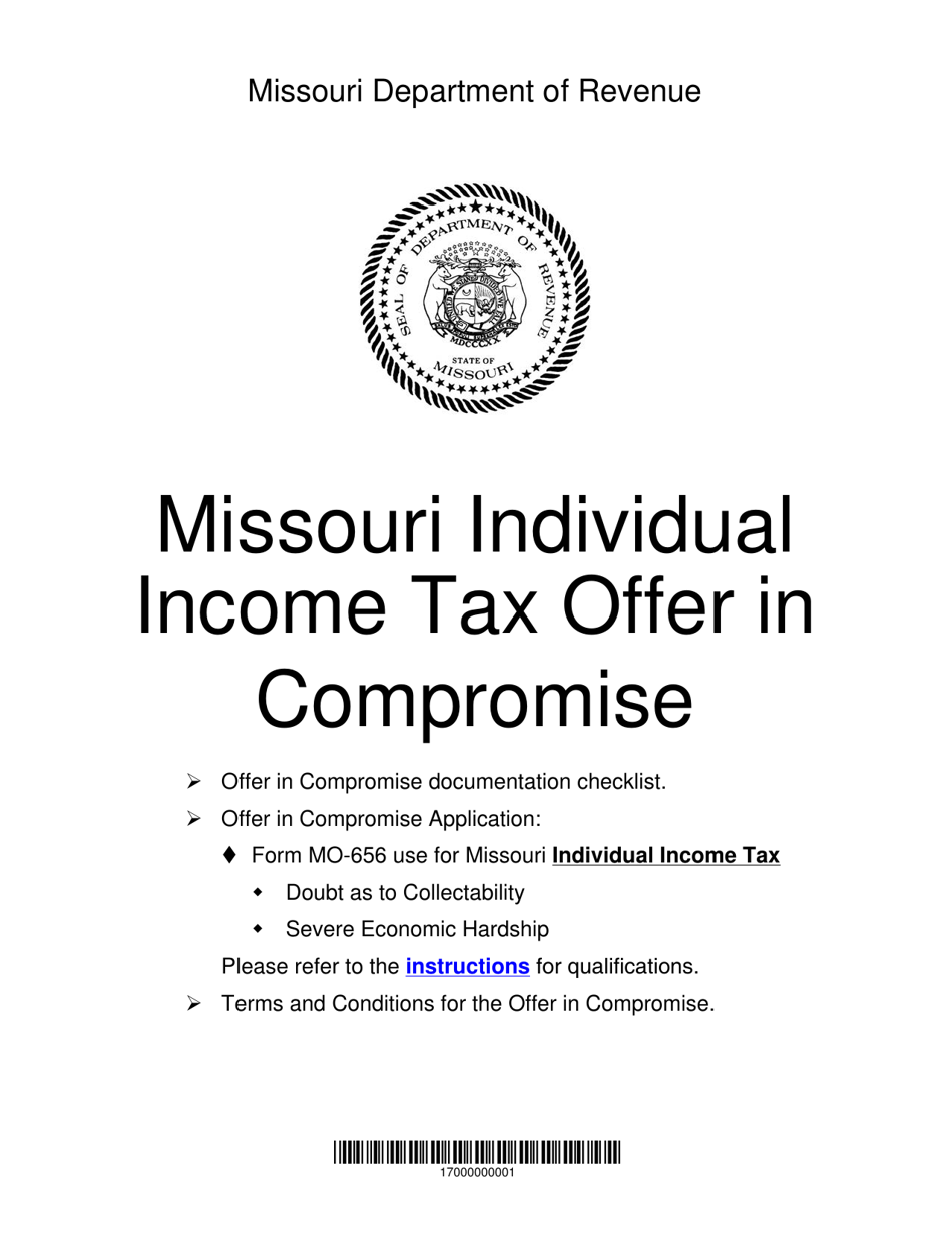 Form MO-656 Offer in Compromise Application for Individual Income Tax - Missouri, Page 1