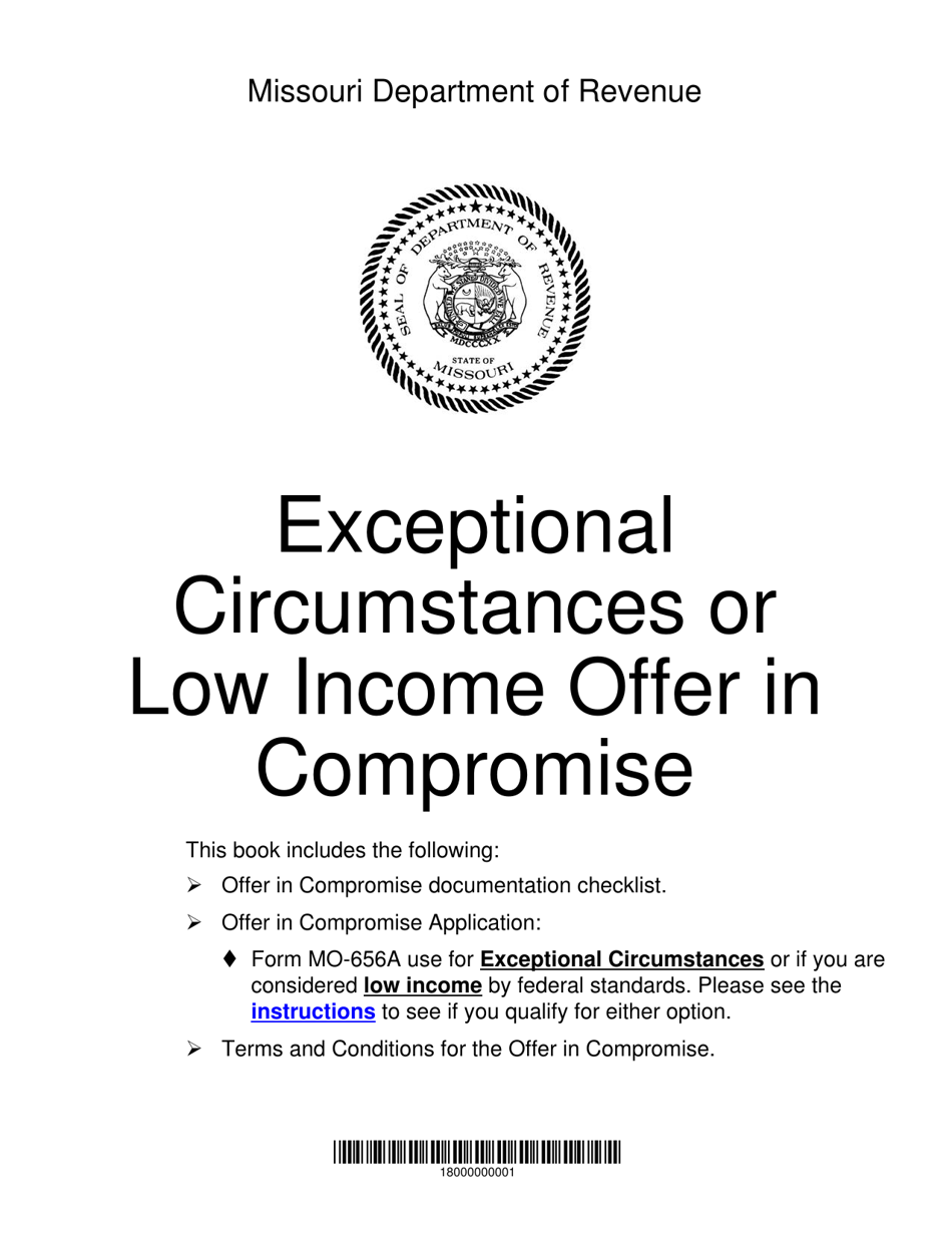 Form MO-656A Short Form for Exceptional Circumstances and Low Income Taxpayers - Missouri, Page 1
