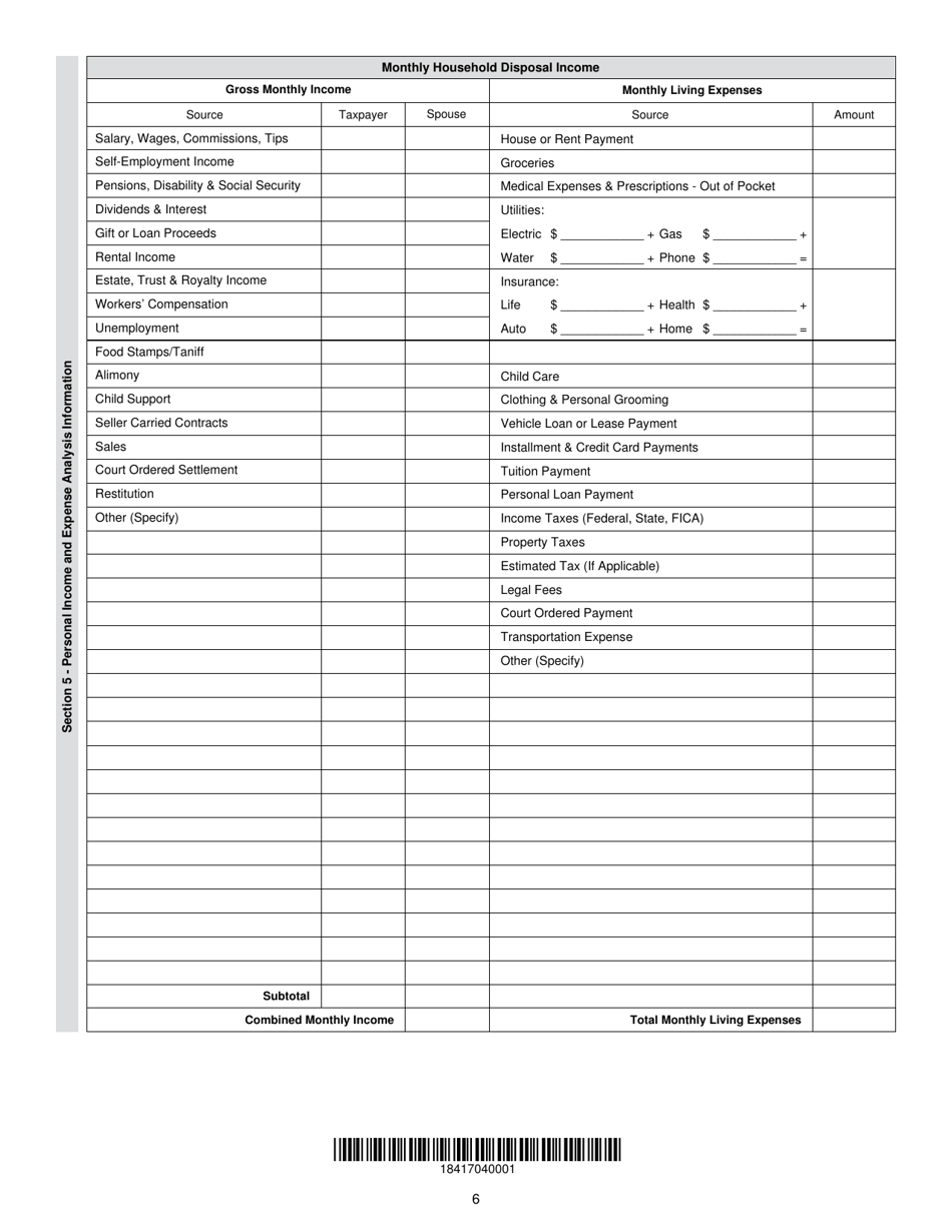 Form MO-656A Short Form for Exceptional Circumstances and Low Income Taxpayers - Missouri, Page 6
