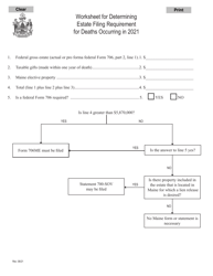 Document preview: Worksheet for Determining Estate Tax Filing Requirement - Maine