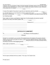 Form PTA200 &quot;Assessors' Certification of Assessment and Municipal Tax Assessment Warrant&quot; - Maine, Page 2
