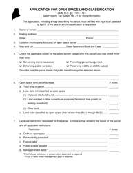 Application for Open Space Land Classification - Maine