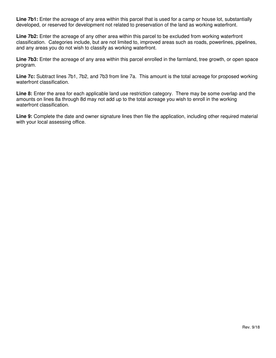 Application for Working Waterfront Land Classification - Maine, Page 3