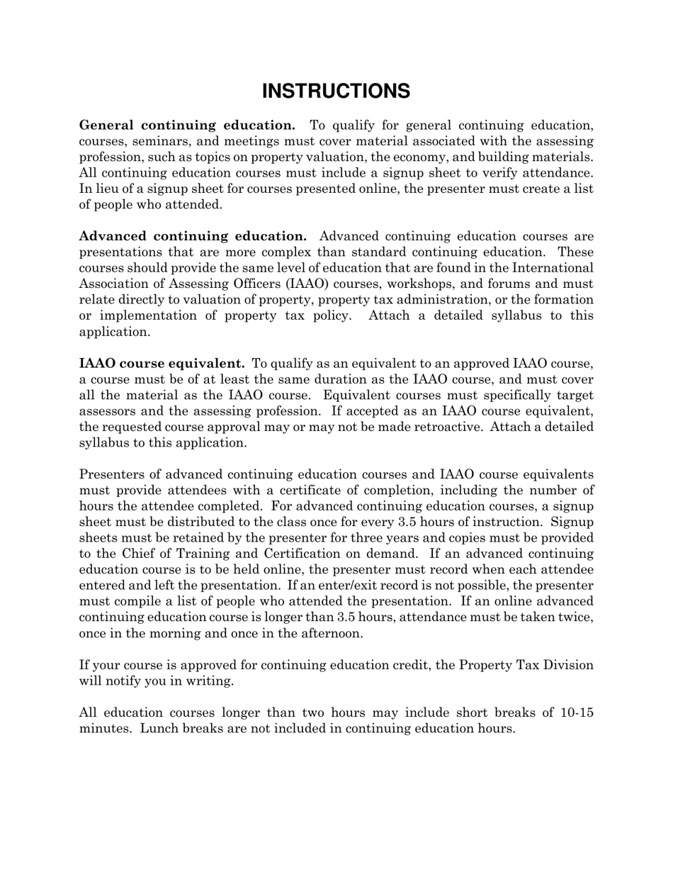 Request for Pre-approval of Course for Continuing Education Credit - Maine, Page 2