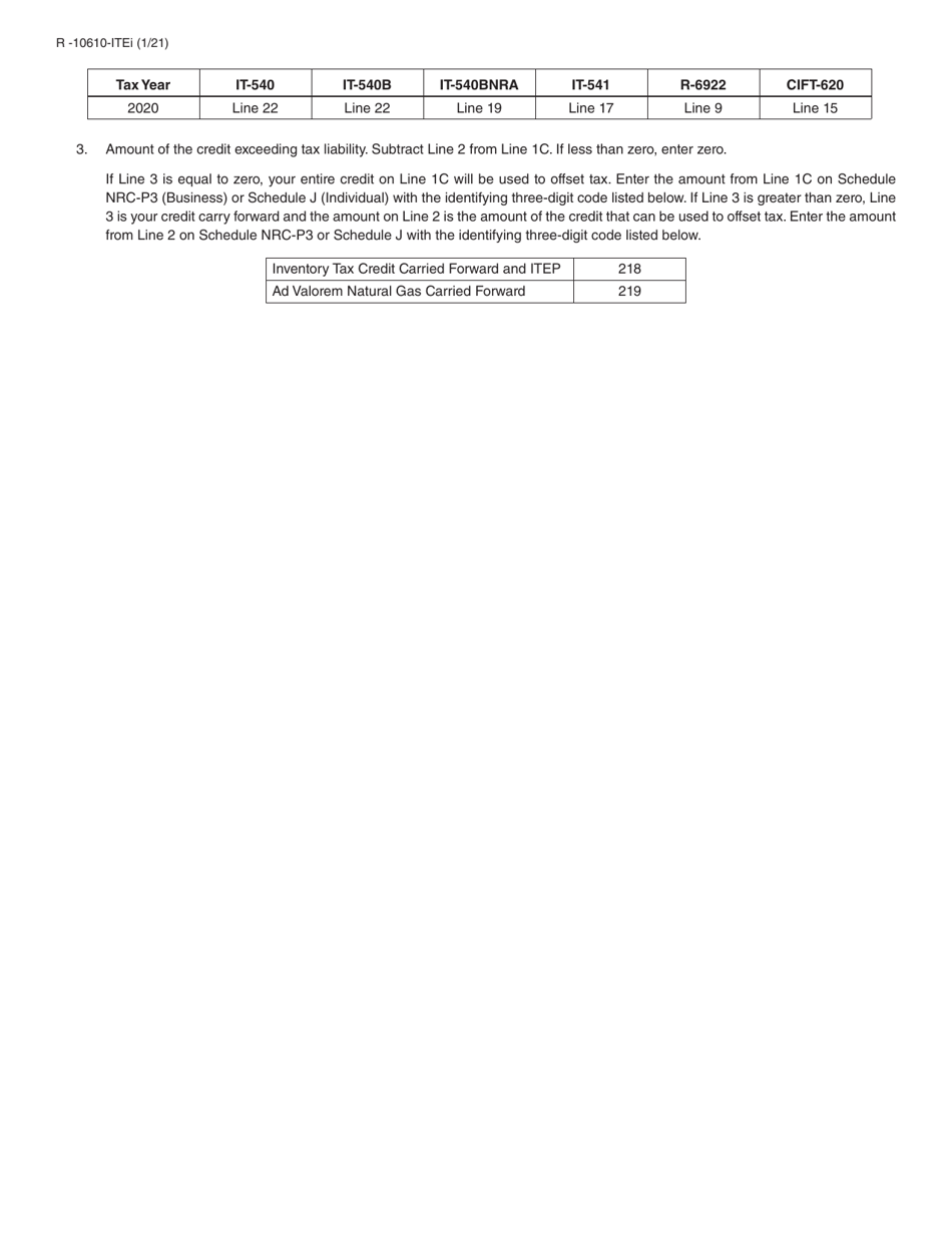 Form R-10610-ITE Schedule of Ad Valorem Tax Credit Claimed by Itep Manufacturers for Ad Valorem Tax Paid on Inventory - Louisiana, Page 4