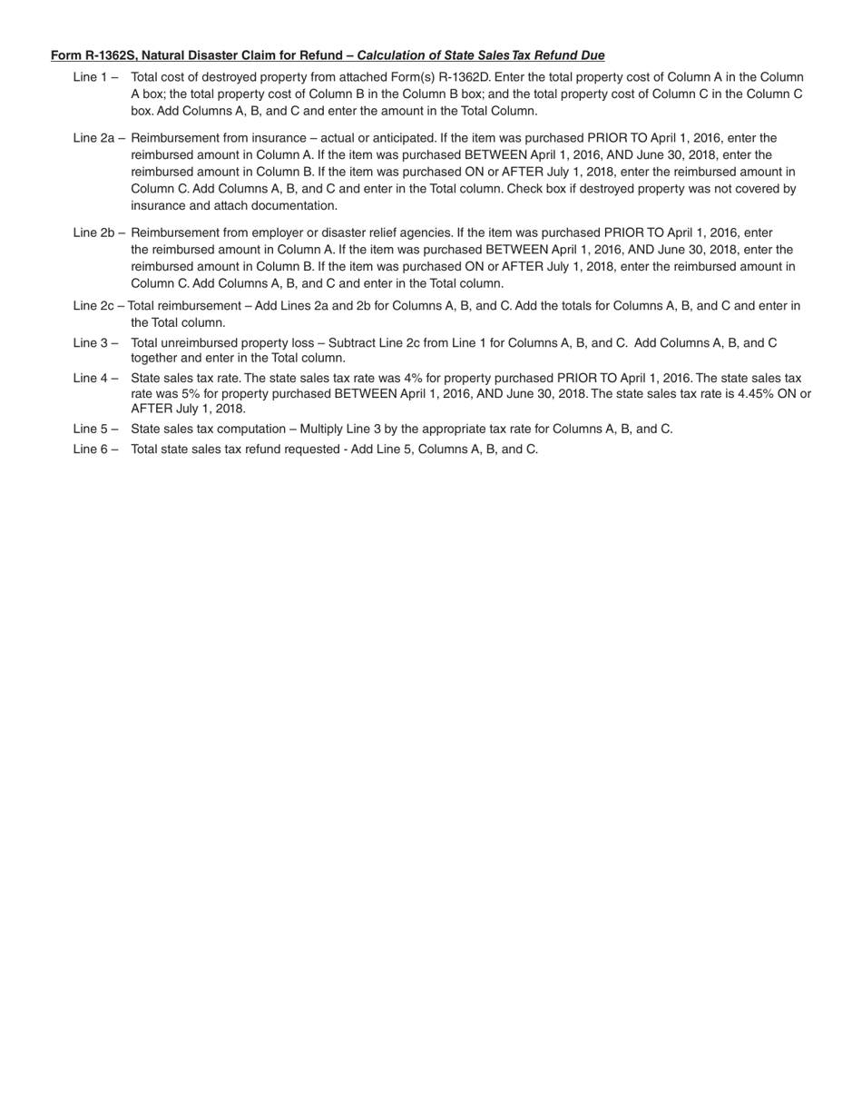 Instructions for Form R-1362 Natural Disaster Claim for Refund of State Sales Taxes Paid - Louisiana, Page 3