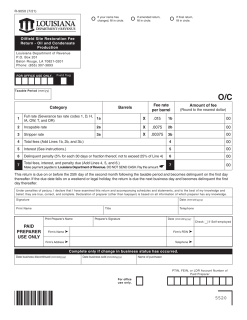 Form R-9050  Printable Pdf