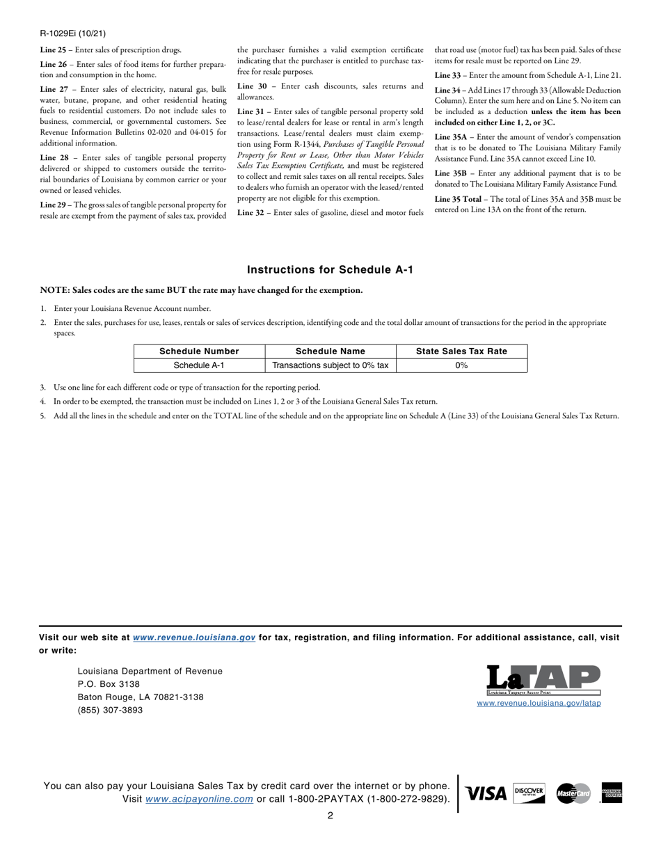 Instructions for Form R-1029 Sales Tax Return - Louisiana, Page 2