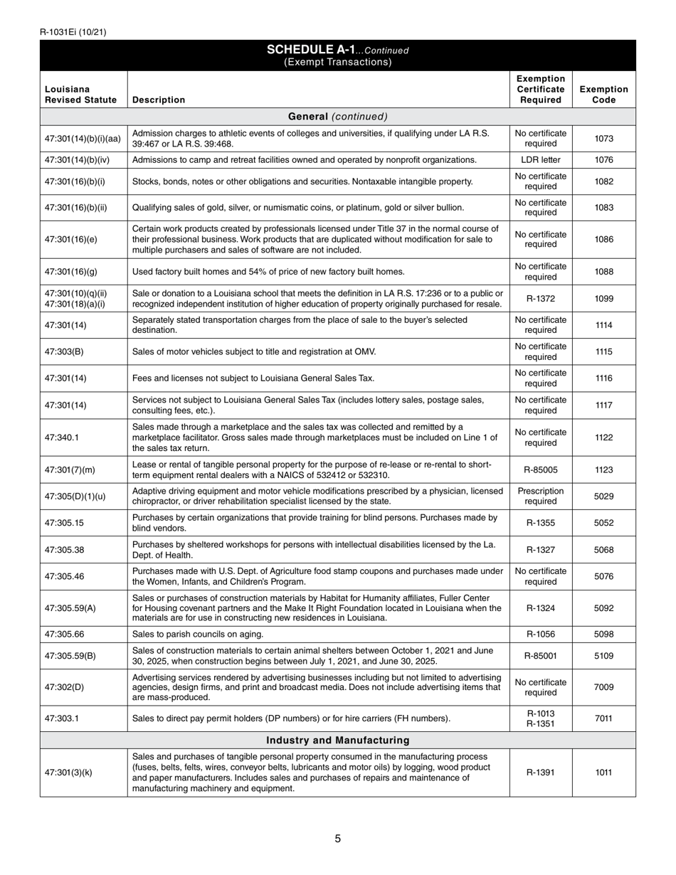 Instructions for Form R-1031 Direct Marketer Sales Tax Return - Louisiana, Page 5