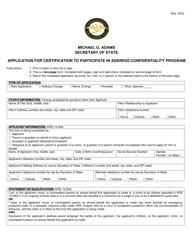 Document preview: Application for Certification to Participate in Address Confidentiality Program - Kentucky