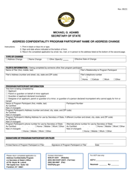 Document preview: Address Confidentiality Program Participant Name or Address Change - Kentucky