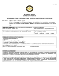 Withdrawal From Participation in Address Confidentiality Program - Kentucky