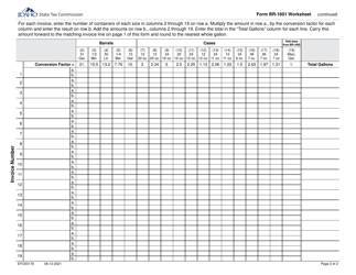 Form BR-1601 (EFO00178) Schedule Beer Purchases - Idaho, Page 2