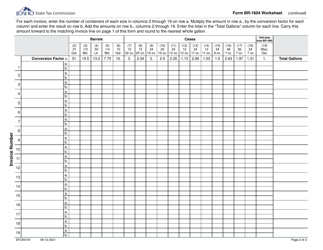 Form BR-1604 (EFO00181) Schedule Beer Military and Liquor Dispensaries - Idaho, Page 2