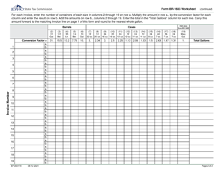 Form BR-1603 (EFO00179) Schedule Beer Out-of-State Sales or Transfers - Idaho, Page 2