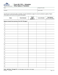 Form WI-1722 (EFO00100) Wine Sales or Transfers Schedule - Idaho