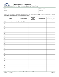 Form WI-1723 (EFO00101) Wine Out-of-State Sales or Transfers Schedule - Idaho