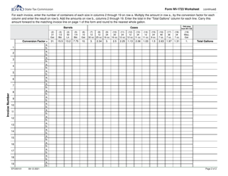 Form WI-1723 (EFO00101) Wine Out-of-State Sales or Transfers Schedule - Idaho, Page 2