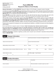 Form DRS-PW Request for Waiver of Civil Penalty - Connecticut