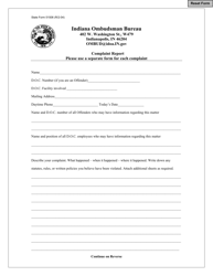 State Form 51506 Complaint Report - Indiana