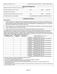 State Form 55761 Claim for State Employee Line of Duty Death Benefit for a Spouse, or Dependent Child as Beneficiary - Indiana, Page 2