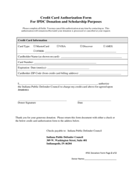 Credit Card Authorization Form for Ipdc Donation and Scholarship Purposes - Indiana, Page 2
