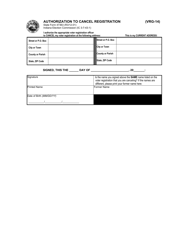 Form VRG-14 (State Form 47363) Authorization to Cancel Registration - Indiana