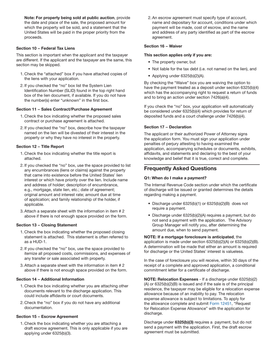 Instructions for IRS Form 14135 Application for Certificate of Discharge of Property From Federal Tax Lien, Page 3