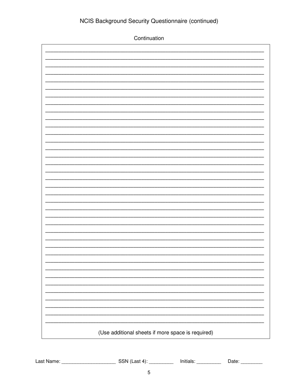 NCIS Form 5580 / 105 Ncis Background Security Questionnaire for Interns, Page 5