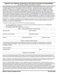 Document preview: GSA Form 19M Request for a Medical Exception to the Covid-19 Vaccination Requirement