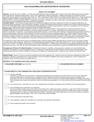 Document preview: DD Form 3175 DoD Civilian Employee Certification of Vaccination