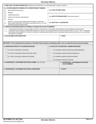 DD Form 3175 DoD Civilian Employee Certification of Vaccination, Page 2