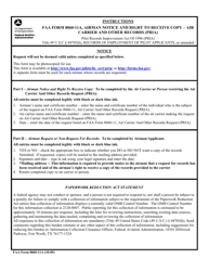 FAA Form 8060-11A Airman Notice and Right to Receive Copy - Air Carrier and Other Records (Pria)