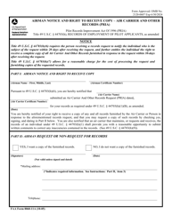 FAA Form 8060-11A Airman Notice and Right to Receive Copy - Air Carrier and Other Records (Pria), Page 2