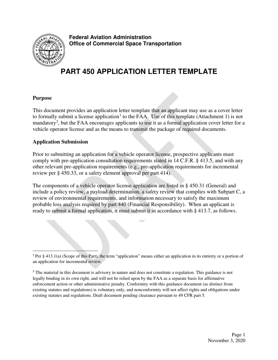 Attachment 1 Part 450 Application Letter Template - Draft, Page 1