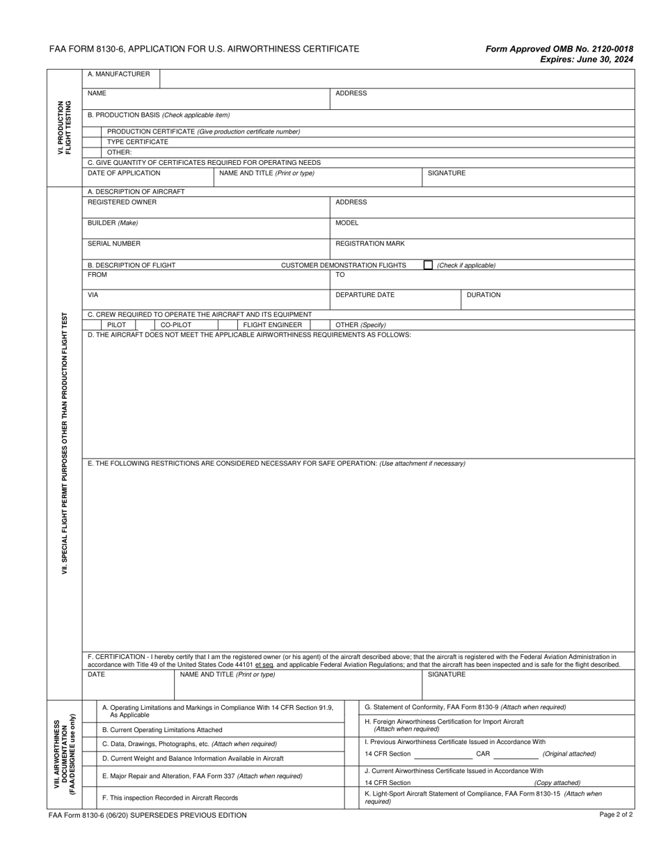 Faa Form 8130 6 Download Fillable Pdf Or Fill Online Application For Us Airworthiness 0239